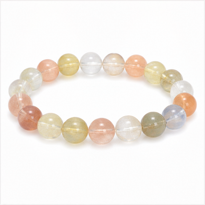 Multicolor Rutilated Quartz on a white background