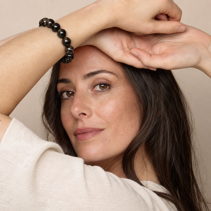 Black Rutilated Quartz worn by a woman
