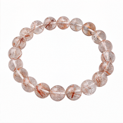 Red Rutilated Quartz on a white background