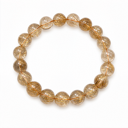 Copper Rutilated Quartz on a white background