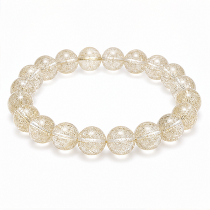 Golden Rabbit Hair Quartz on a white background