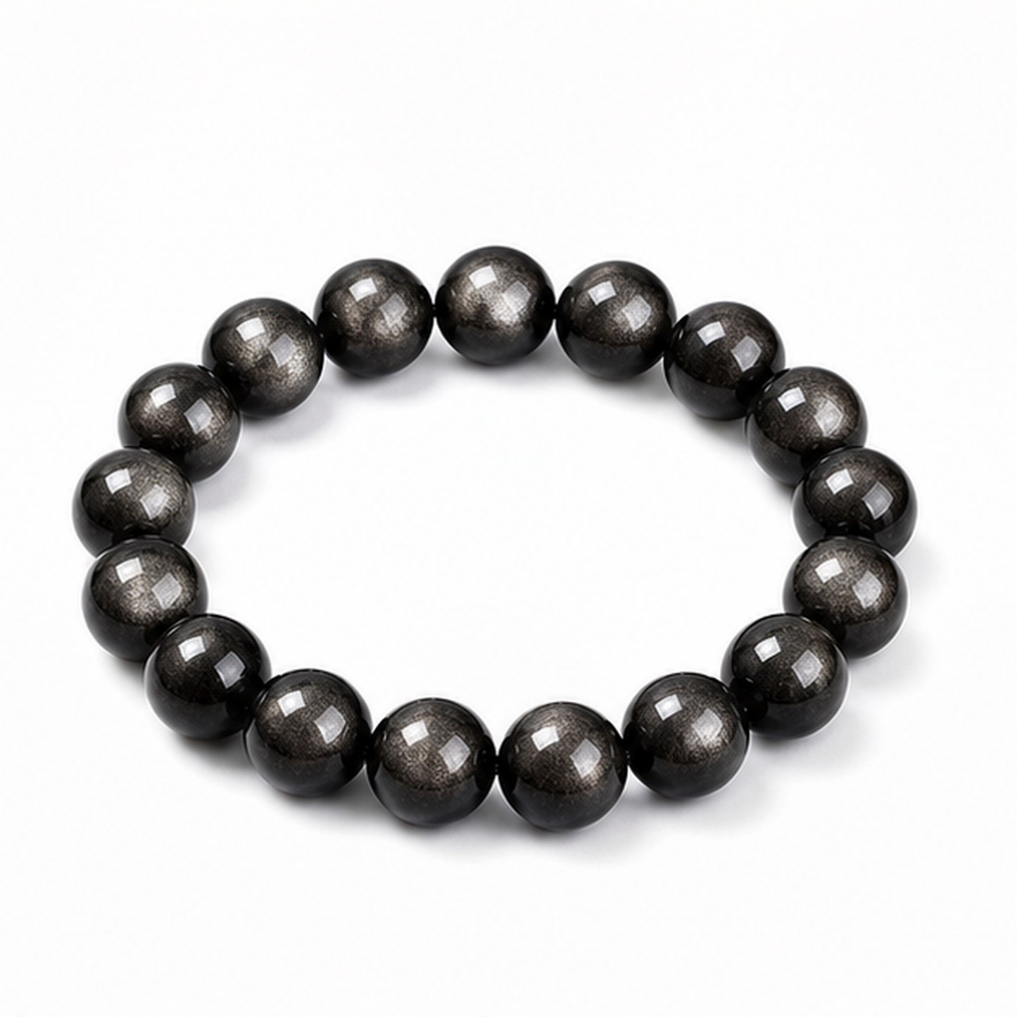 Silver Sheen Obsidian on a white background