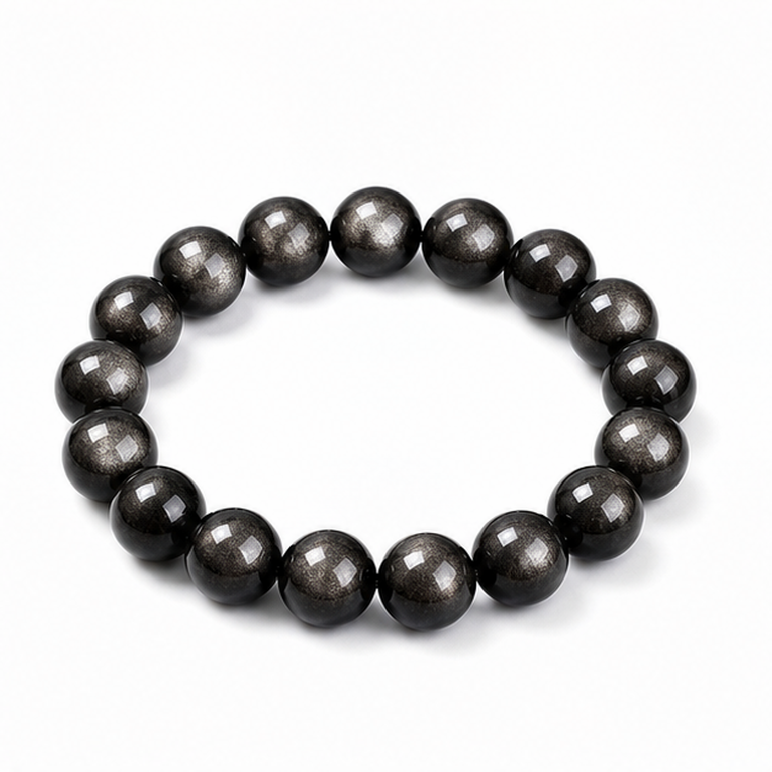 Silver Sheen Obsidian on a white background