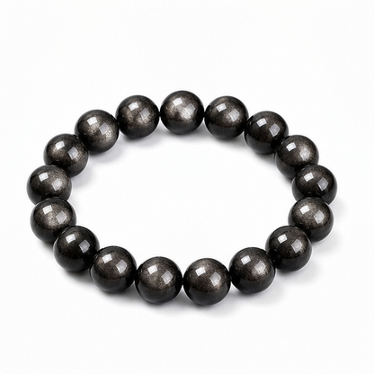 Silver Sheen Obsidian on a white background