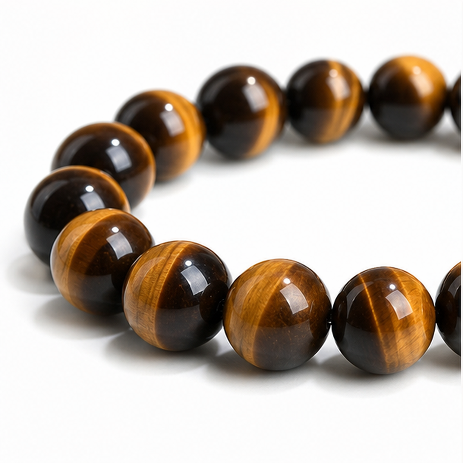 Close-up of Tiger's Eye bead colour and surface detail