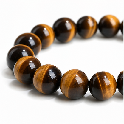 Close-up of Tiger's Eye bead colour and surface detail