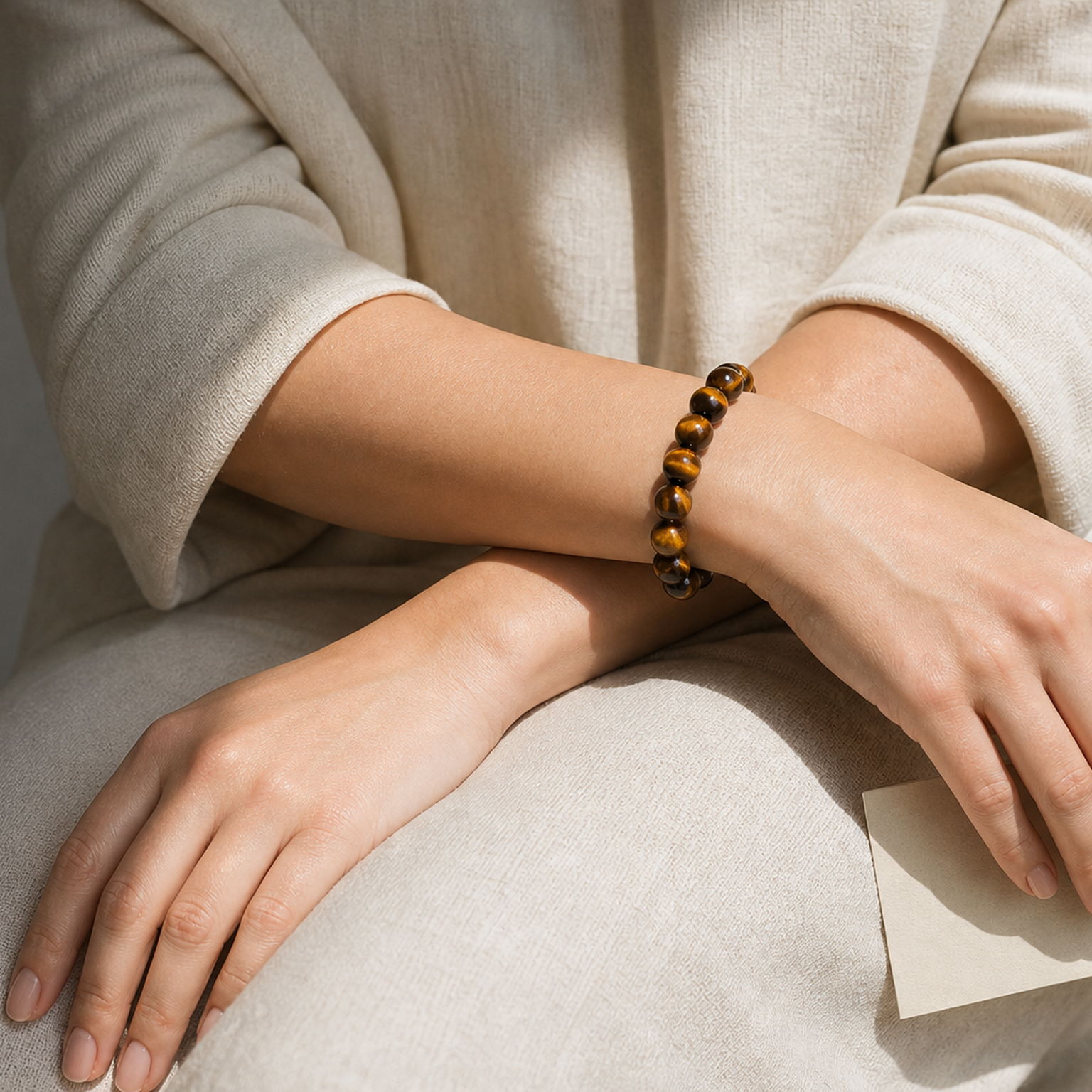 Cropped wrist view of Tiger's Eye