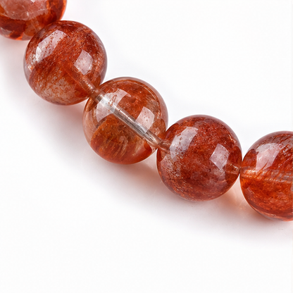 Close-up of Red Hematoid Quartz bead colour and surface detail
