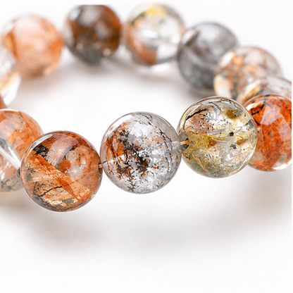 Close-up of Hematoid Quartz bead colour and surface detail