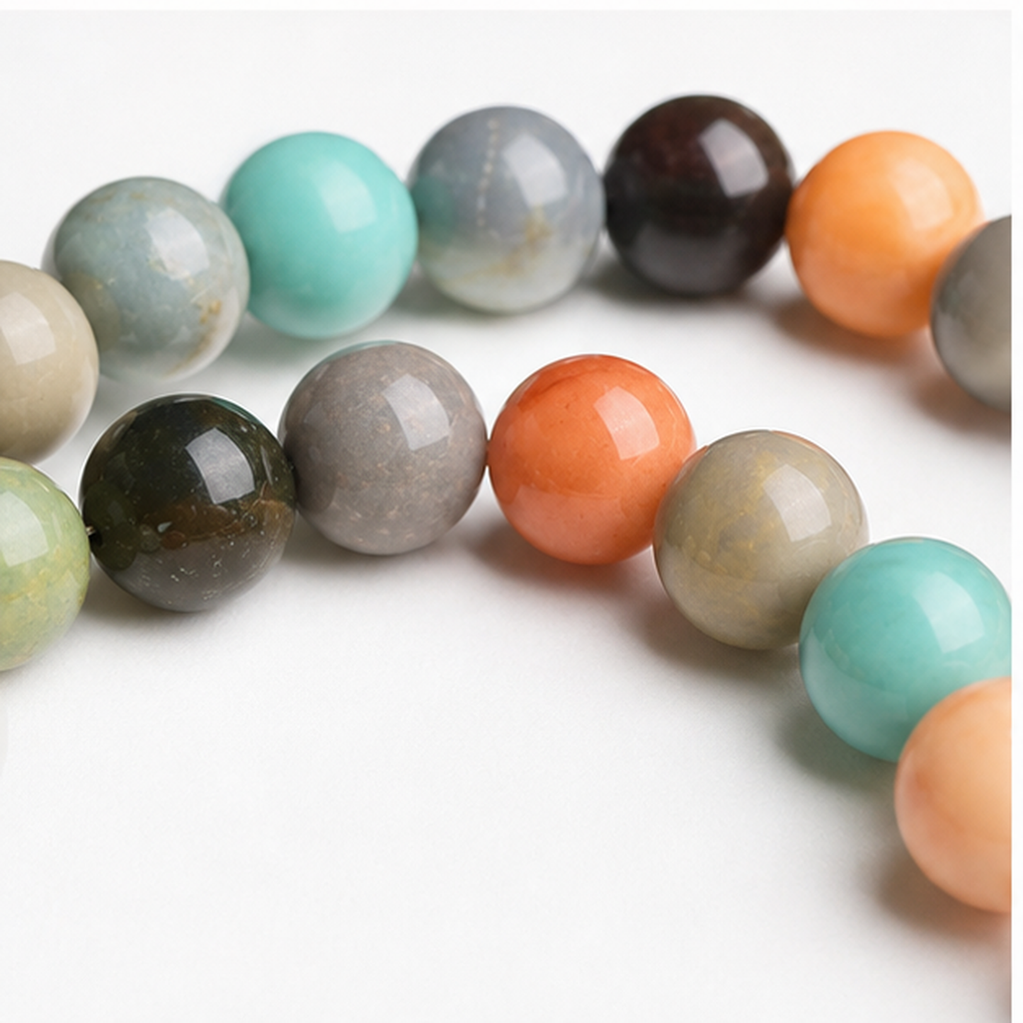 Close-up of Alashan Agate bead colour and surface detail