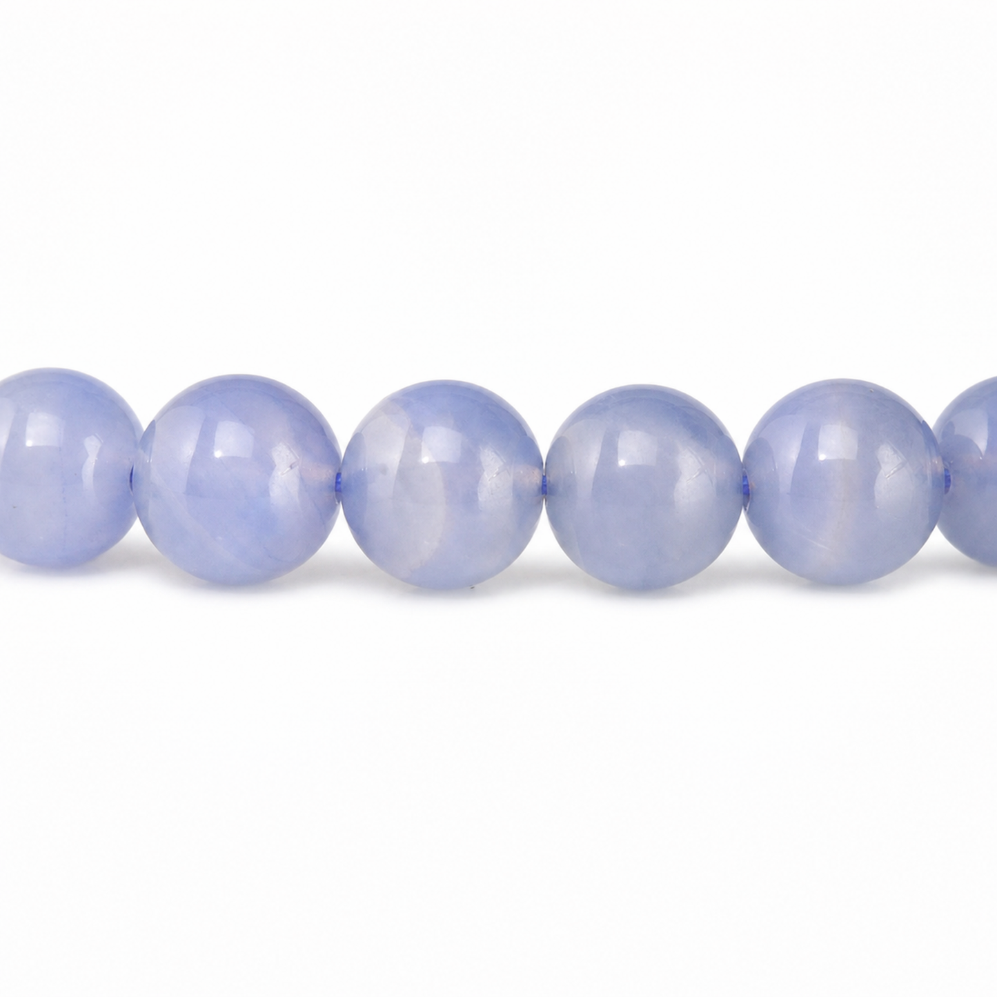 Close-up of Blue Lace Agate bead colour and surface detail
