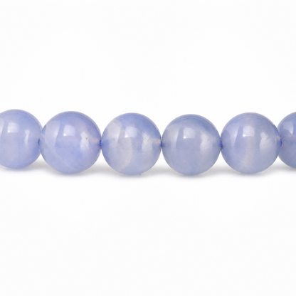 Close-up of Blue Lace Agate bead colour and surface detail