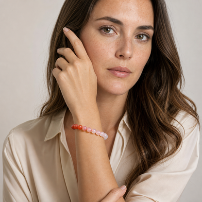 Yanyuan Agate styled on a woman in a close product view