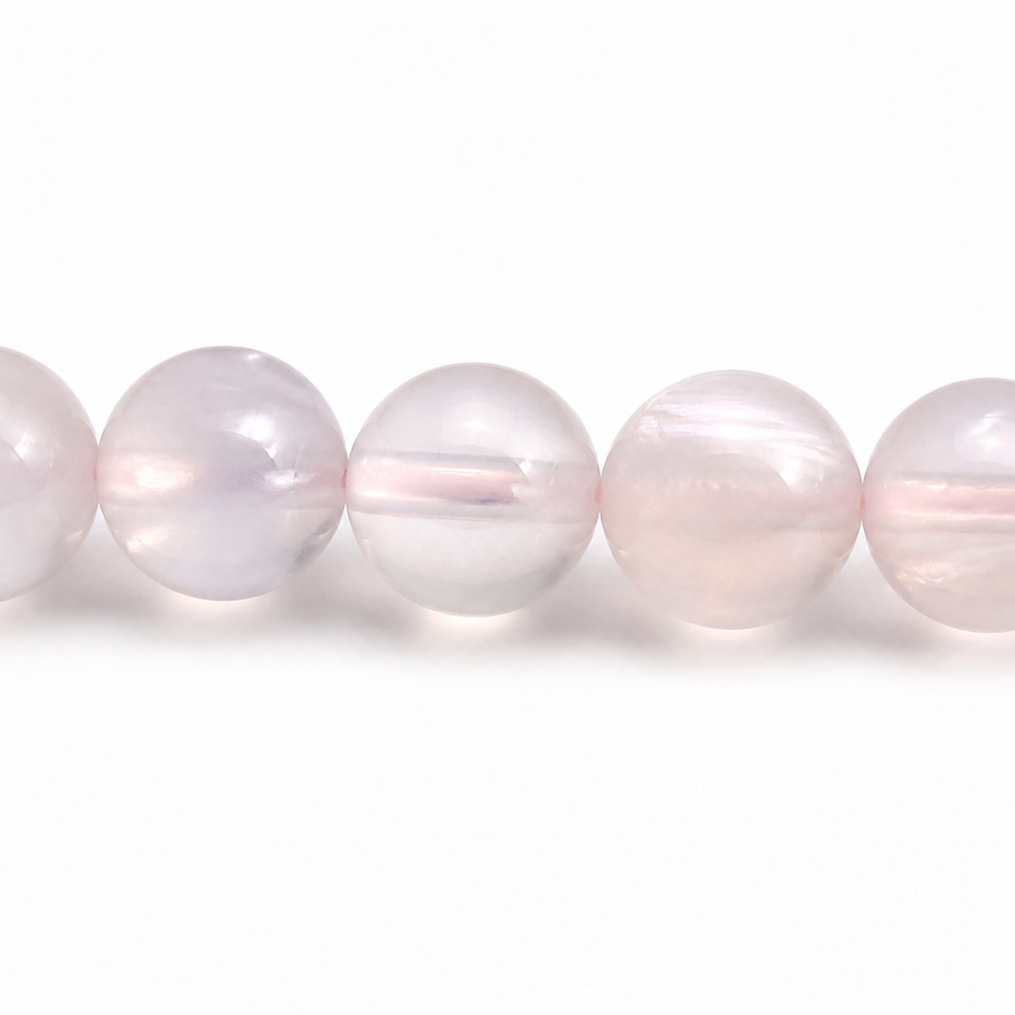 Close-up of Cherry Blossom Agate bead colour and surface detail