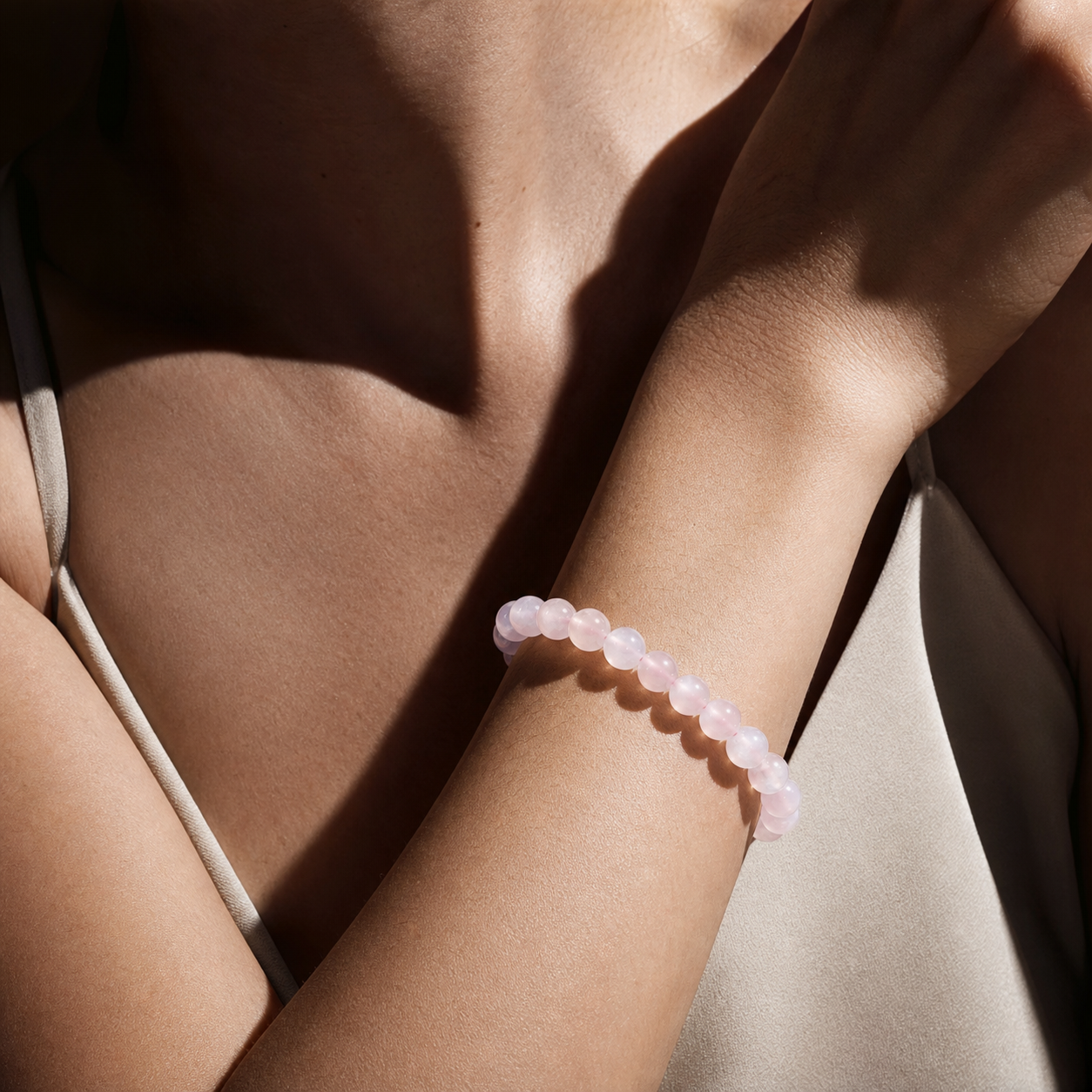 Cropped wrist view of Cherry Blossom Agate