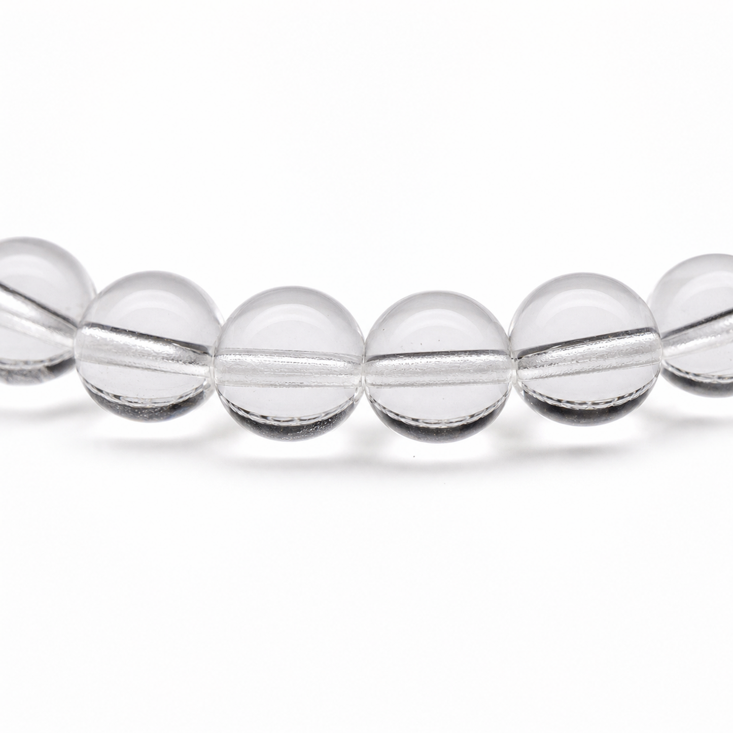 Close-up of Clear Quartz bead colour and surface detail