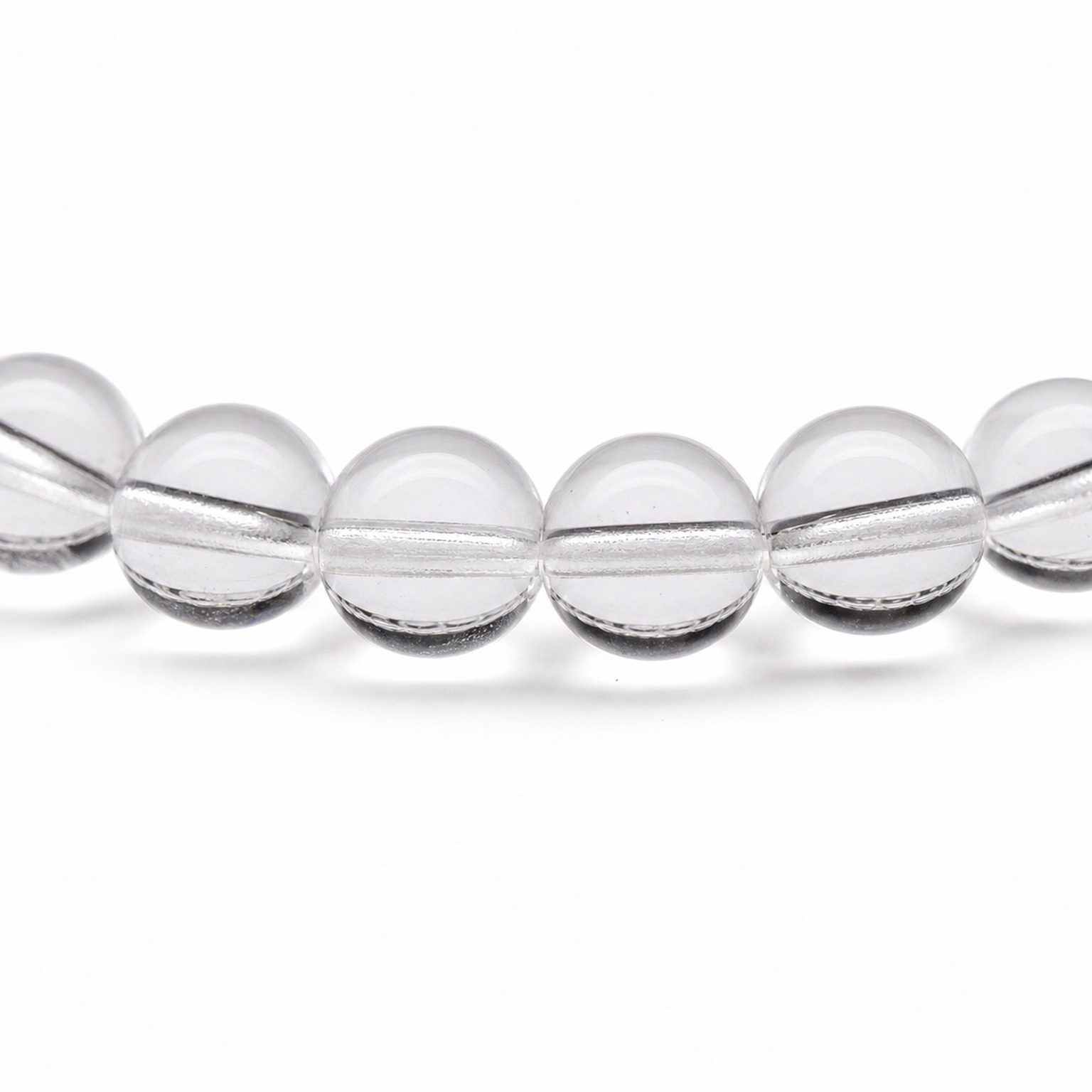 Close-up of Clear Quartz bead colour and surface detail