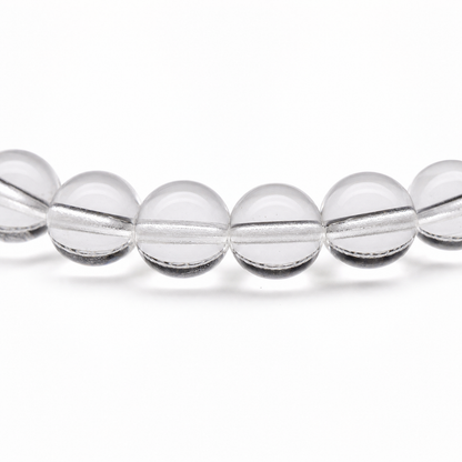 Close-up of Clear Quartz bead colour and surface detail