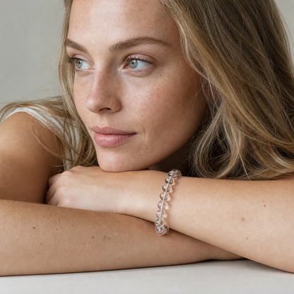 Clear Quartz shown on a woman from a second angle
