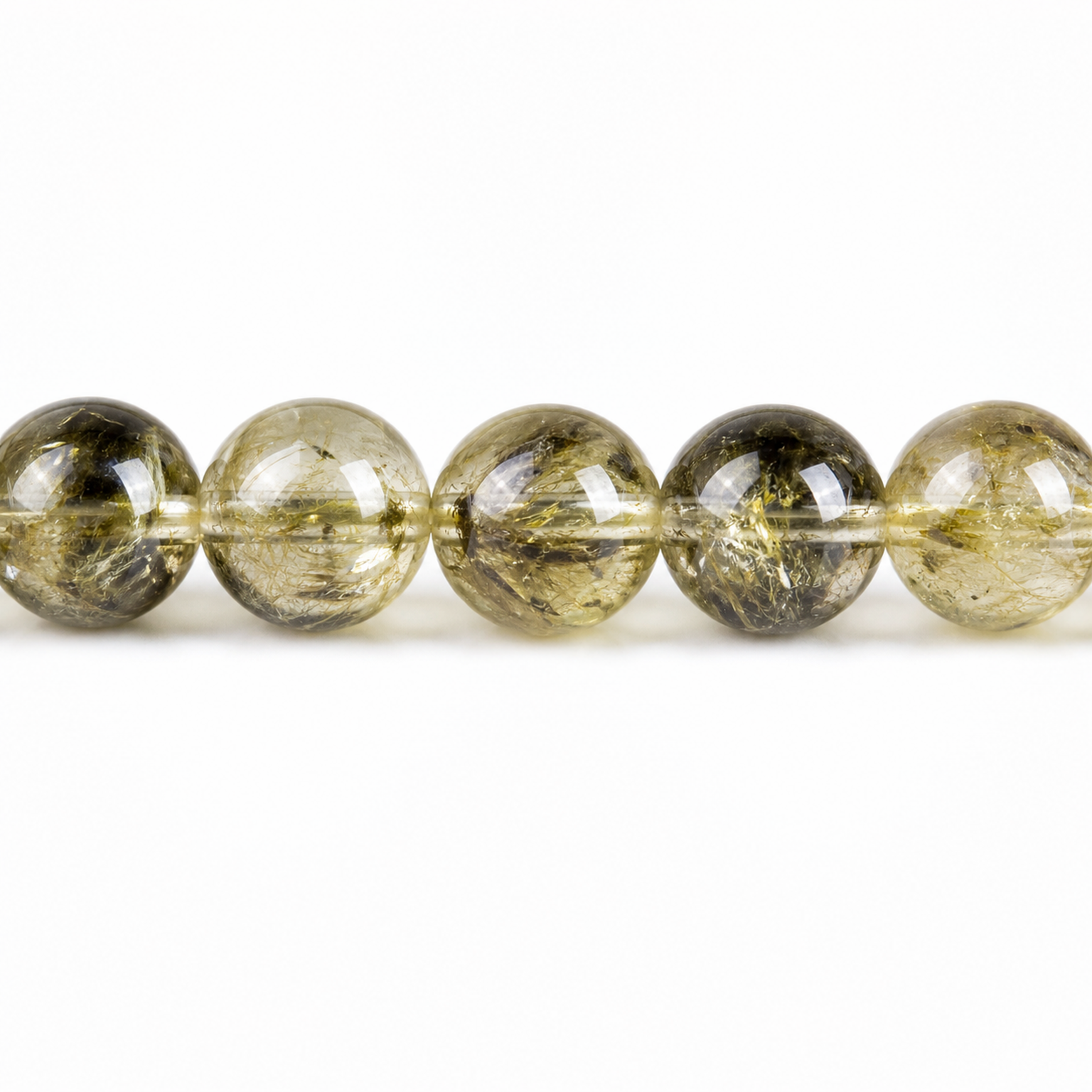 Close-up of Golden Smoky Quartz bead colour and surface detail