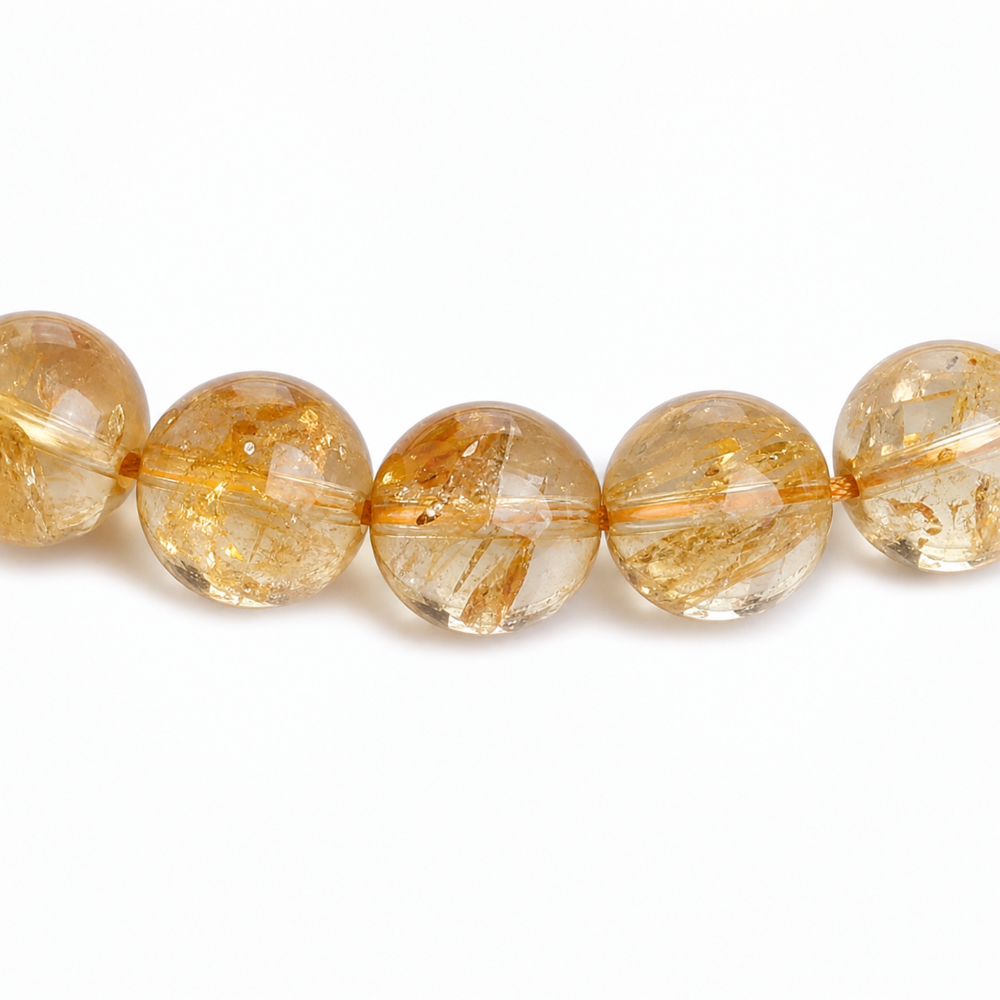 Close-up of Citrine bead colour and surface detail