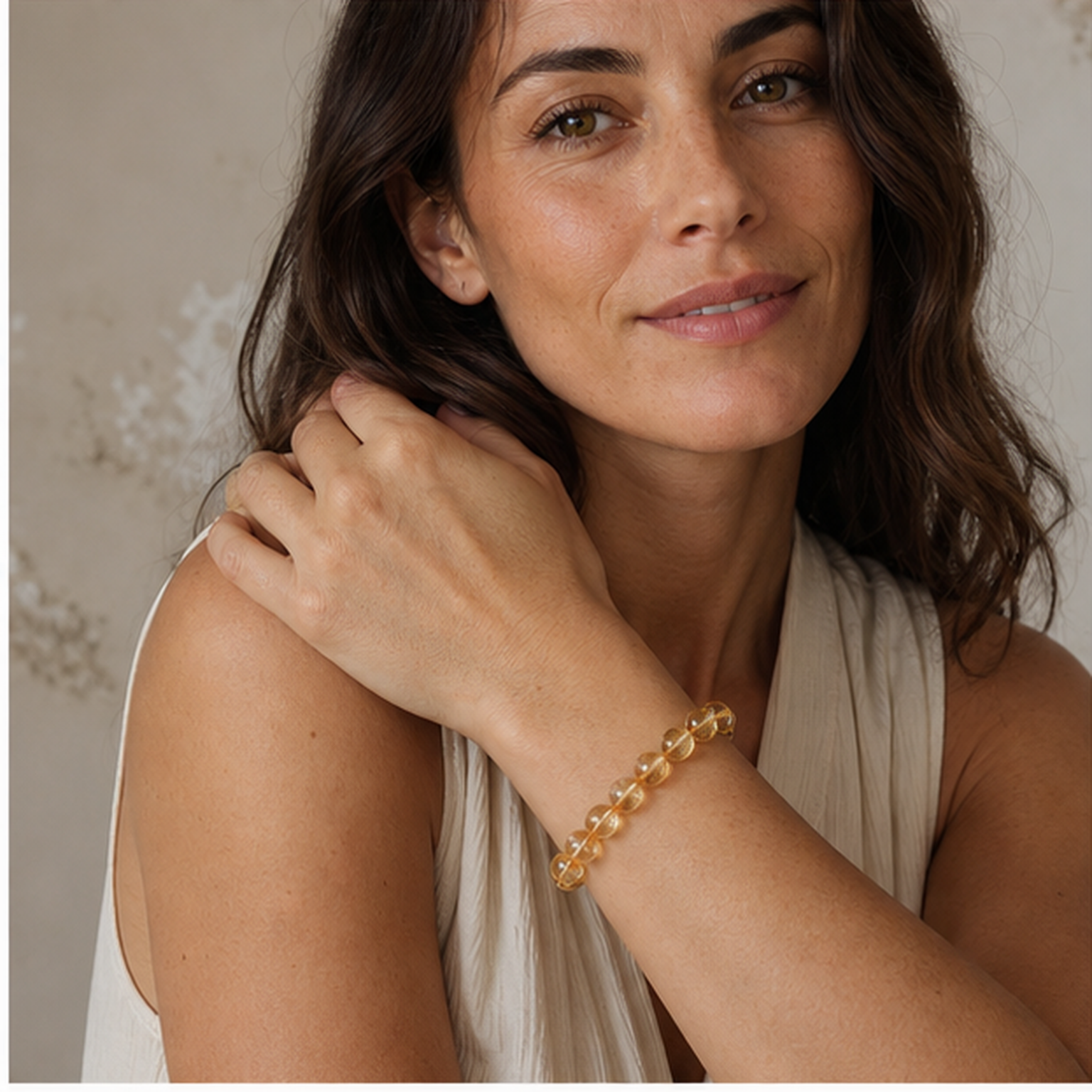 Citrine styled on a woman in a close product view