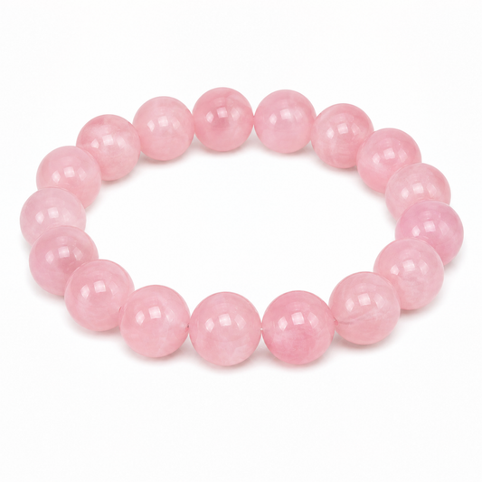 Madagascar Rose Quartz on a white background