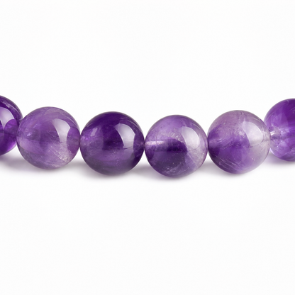 Close-up of Dream Amethyst bead colour and surface detail