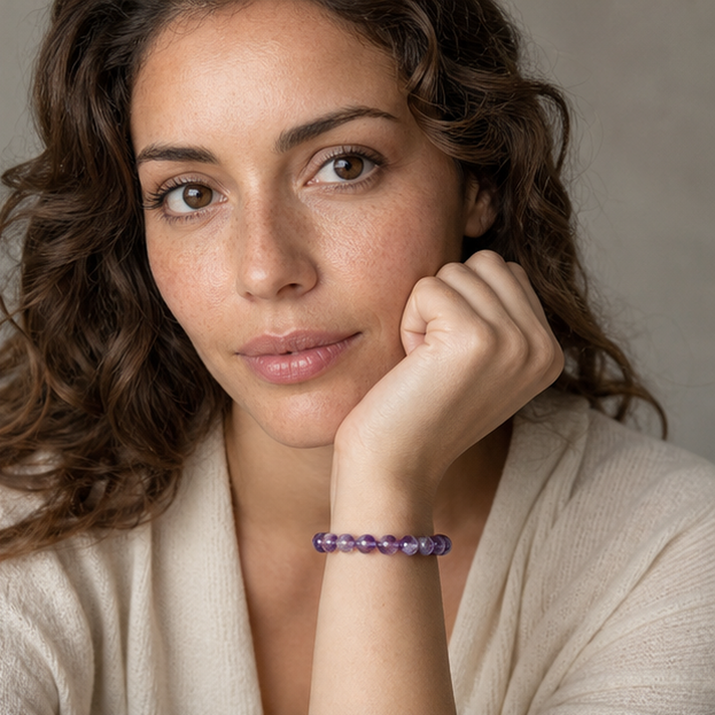 Dream Amethyst shown on a woman from a second angle