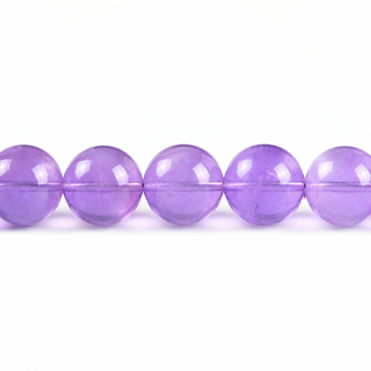 Close-up of Light Amethyst bead colour and surface detail