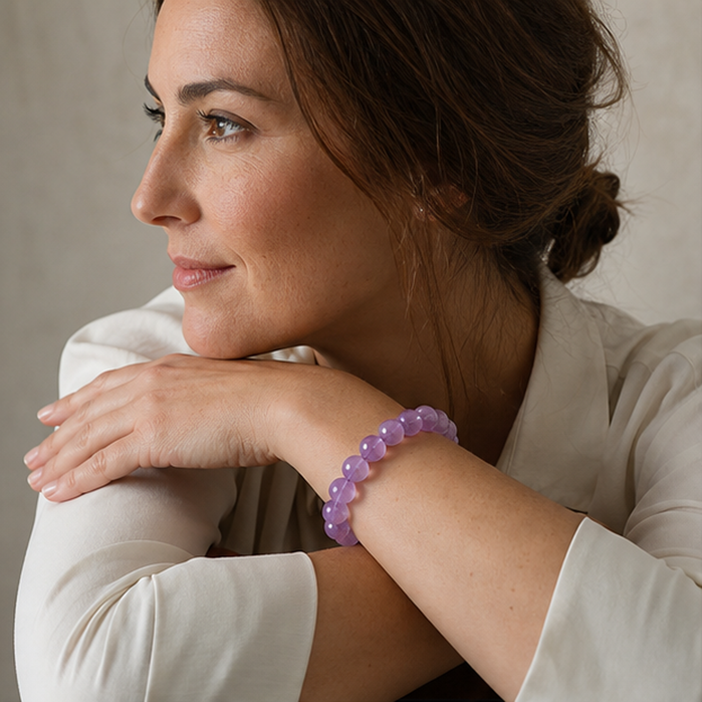 Light Amethyst worn by a woman