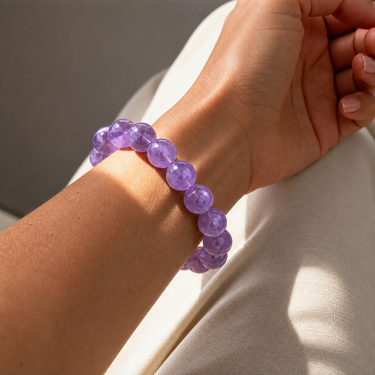 Cropped wrist view of Light Amethyst