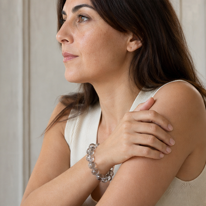 Sparkling Quartz worn by a woman