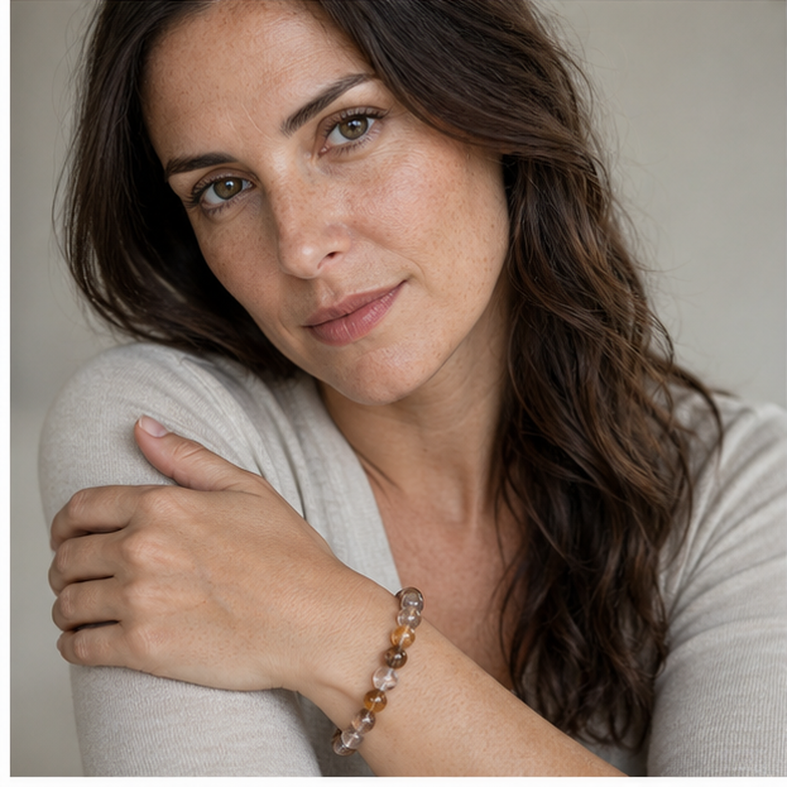 Dendritic Quartz styled on a woman in a close product view
