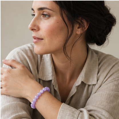 Amethyst worn by a woman