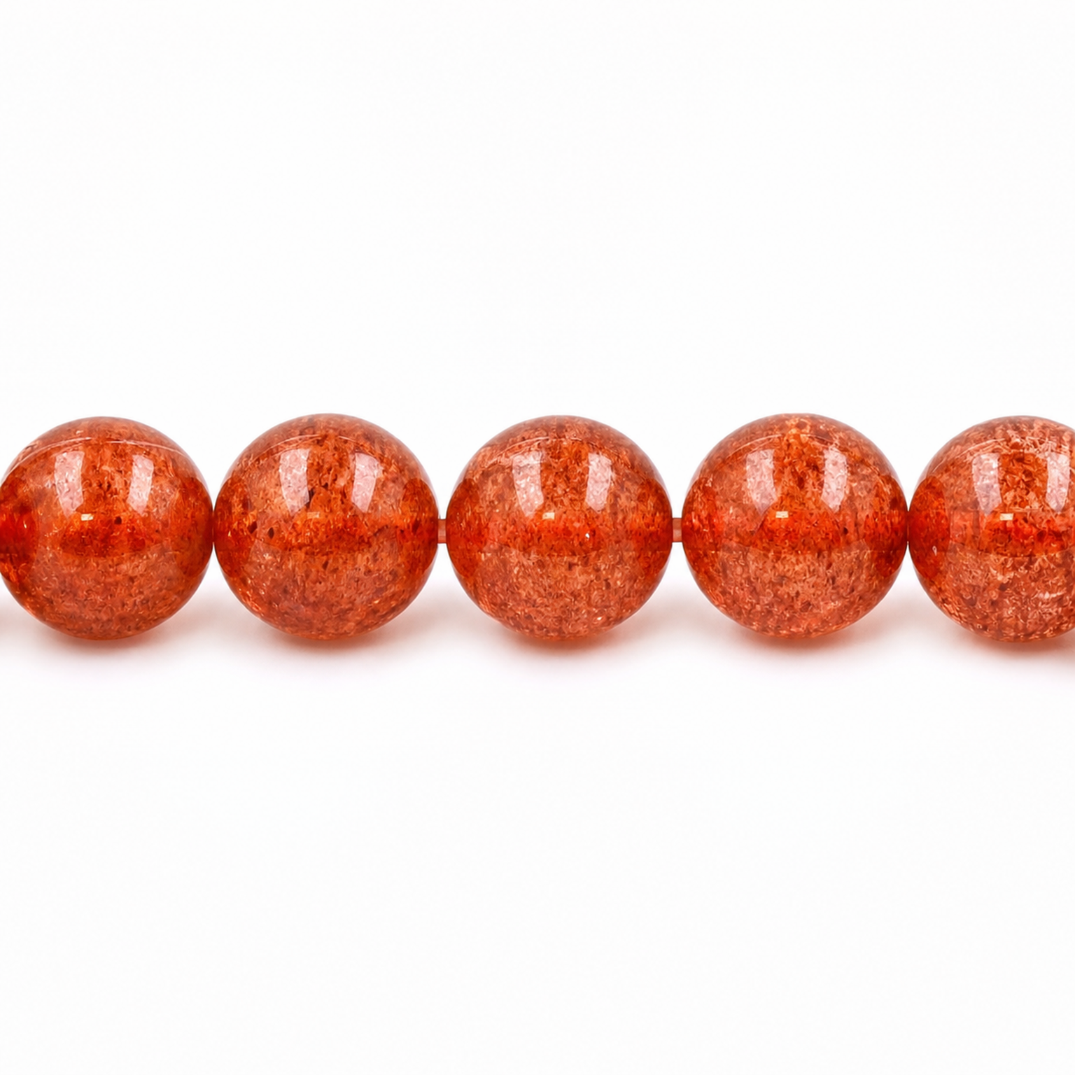 Close-up of Golden Sunstone bead colour and surface detail