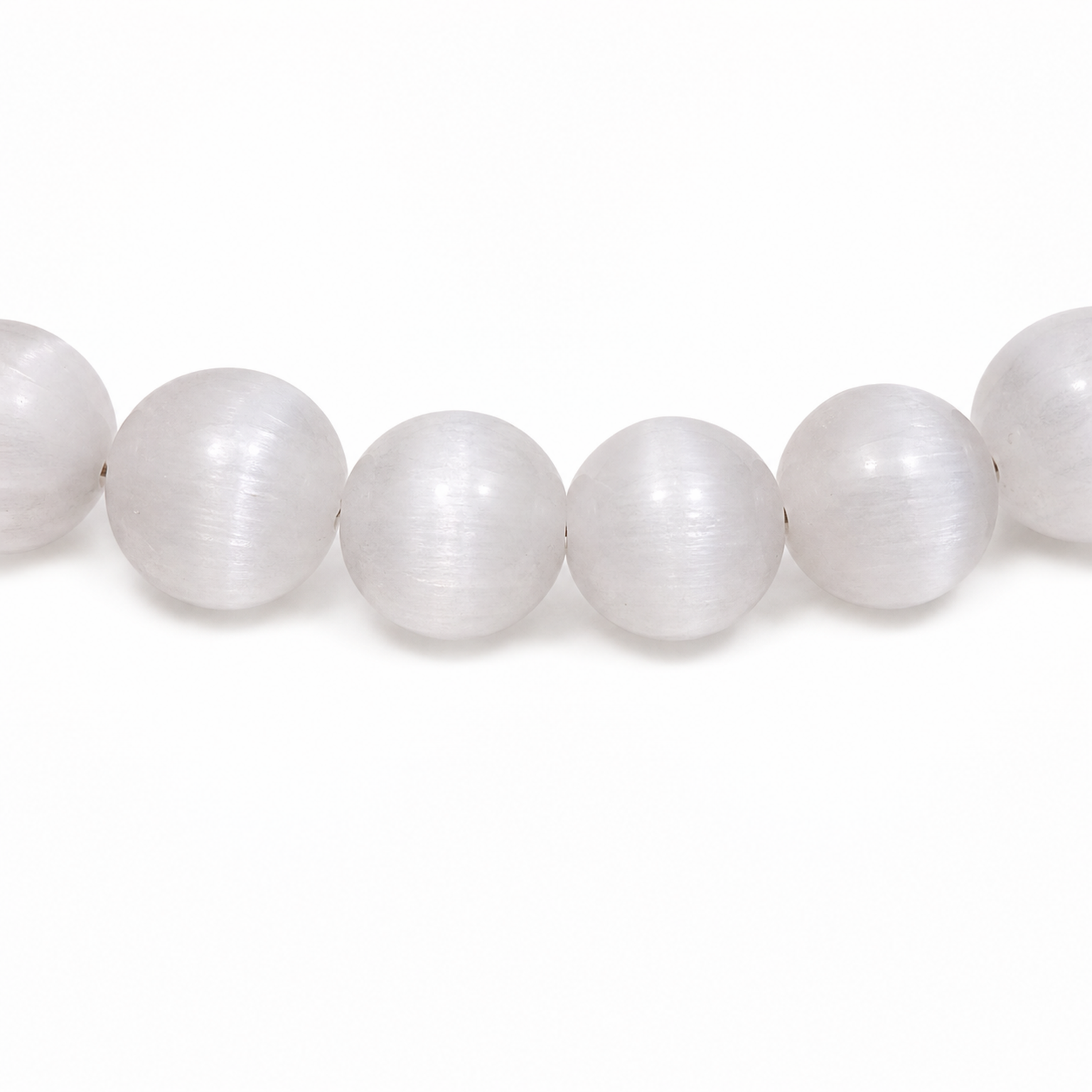 Close-up of White Rabbit Hair Quartz bead colour and surface detail