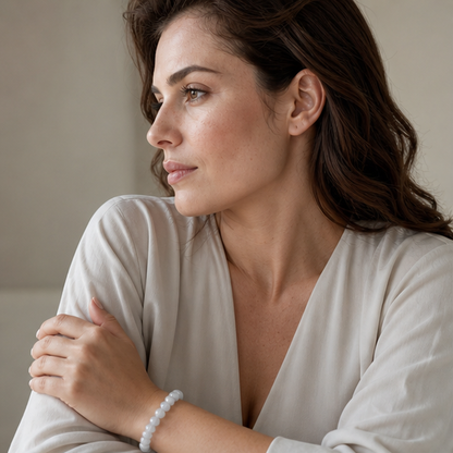 White Rabbit Hair Quartz worn by a woman