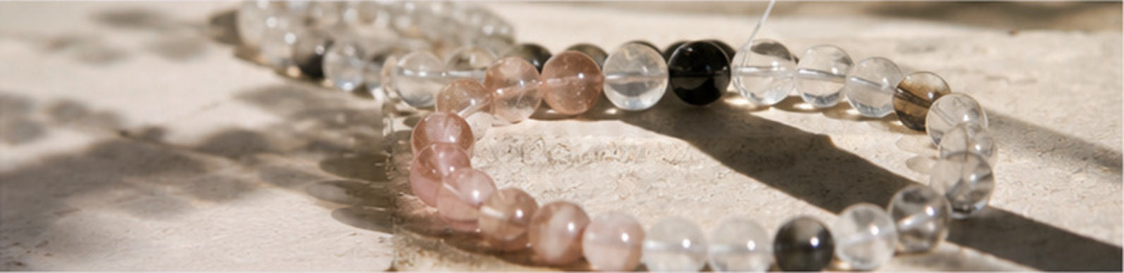 Crystal bracelet arranged in warm natural light